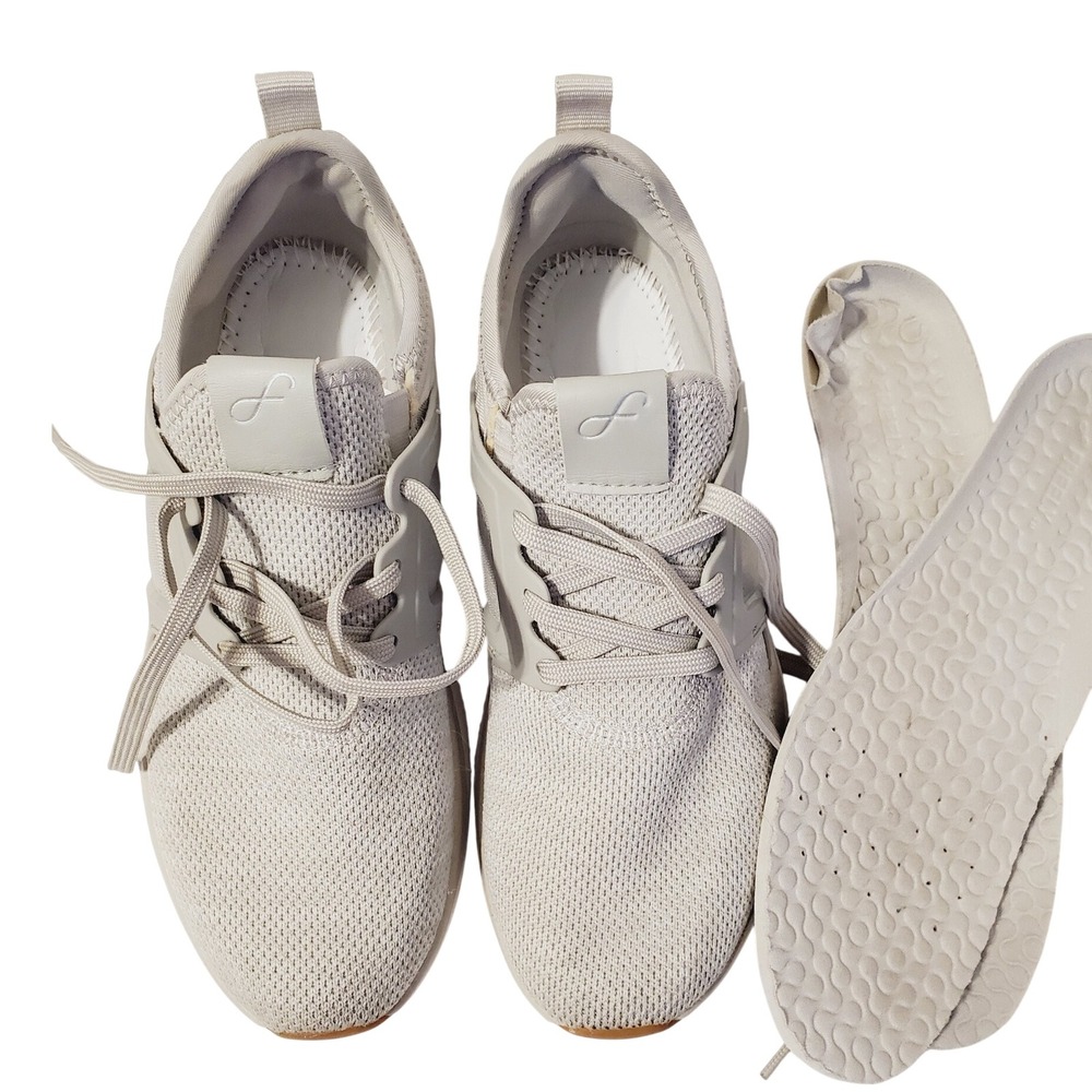 Freely Womens 8.5B Knit Mesh Walking Shoes Light Gray Sneakers 175653